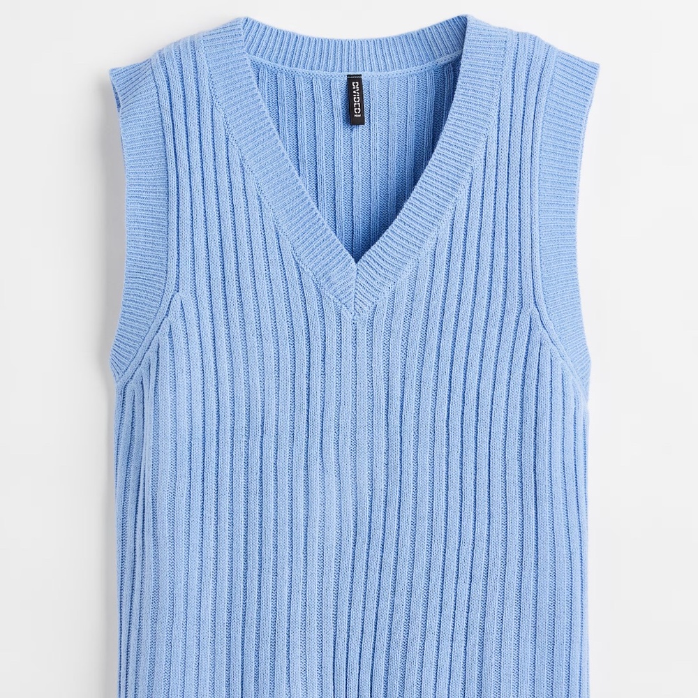 Fairy Core Soft Girl Blue Streetwear Essentials Sweater Vest Size M